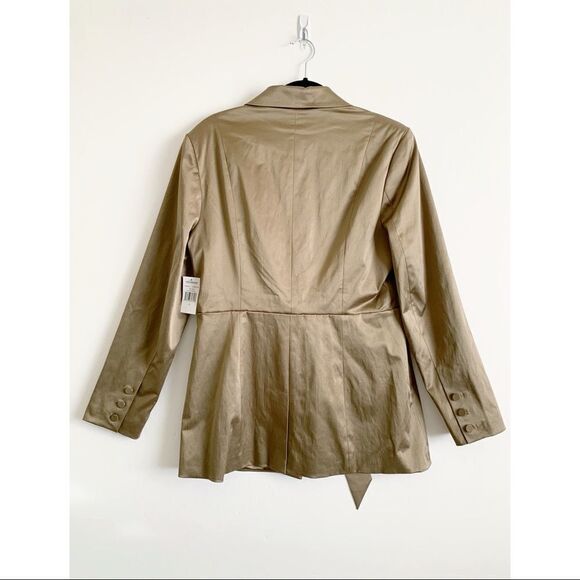 Good American Fit and Flatter Sateen Blazer Tan Size 4 Cutout Pointed Lapel - Picture 10 of 15